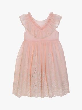 Patachou Embroidered Girls' Pink Ruffle Dress